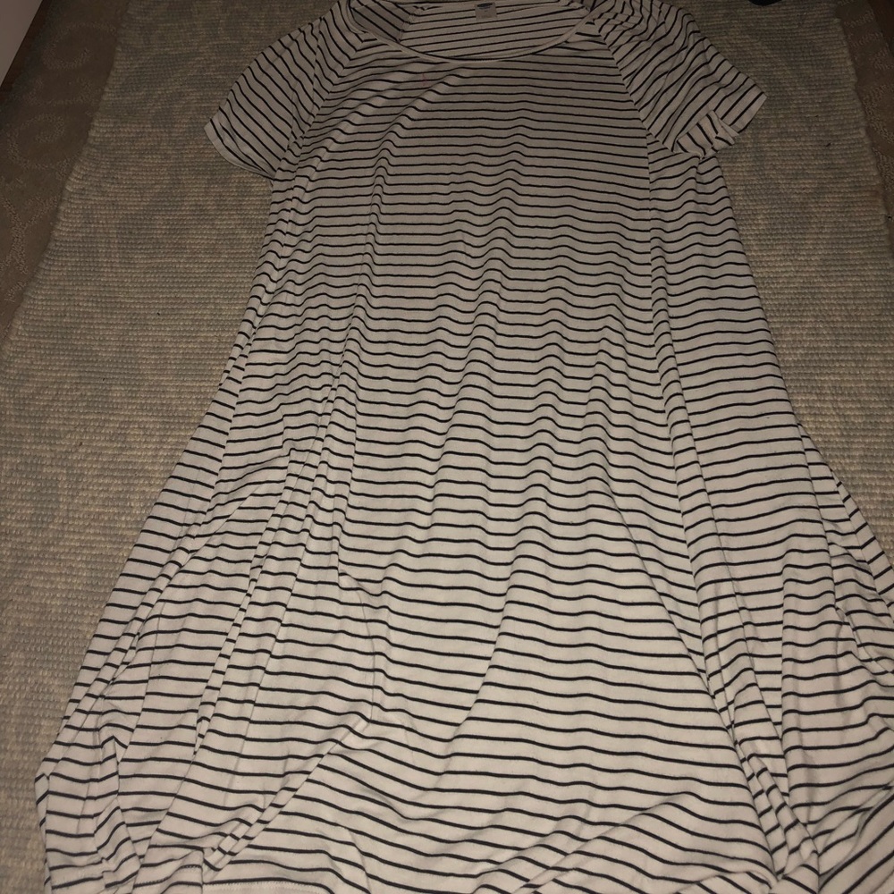 White and black striped T-shirt dress